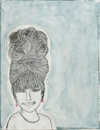 Pink Earrings (Detail of High School Hair)